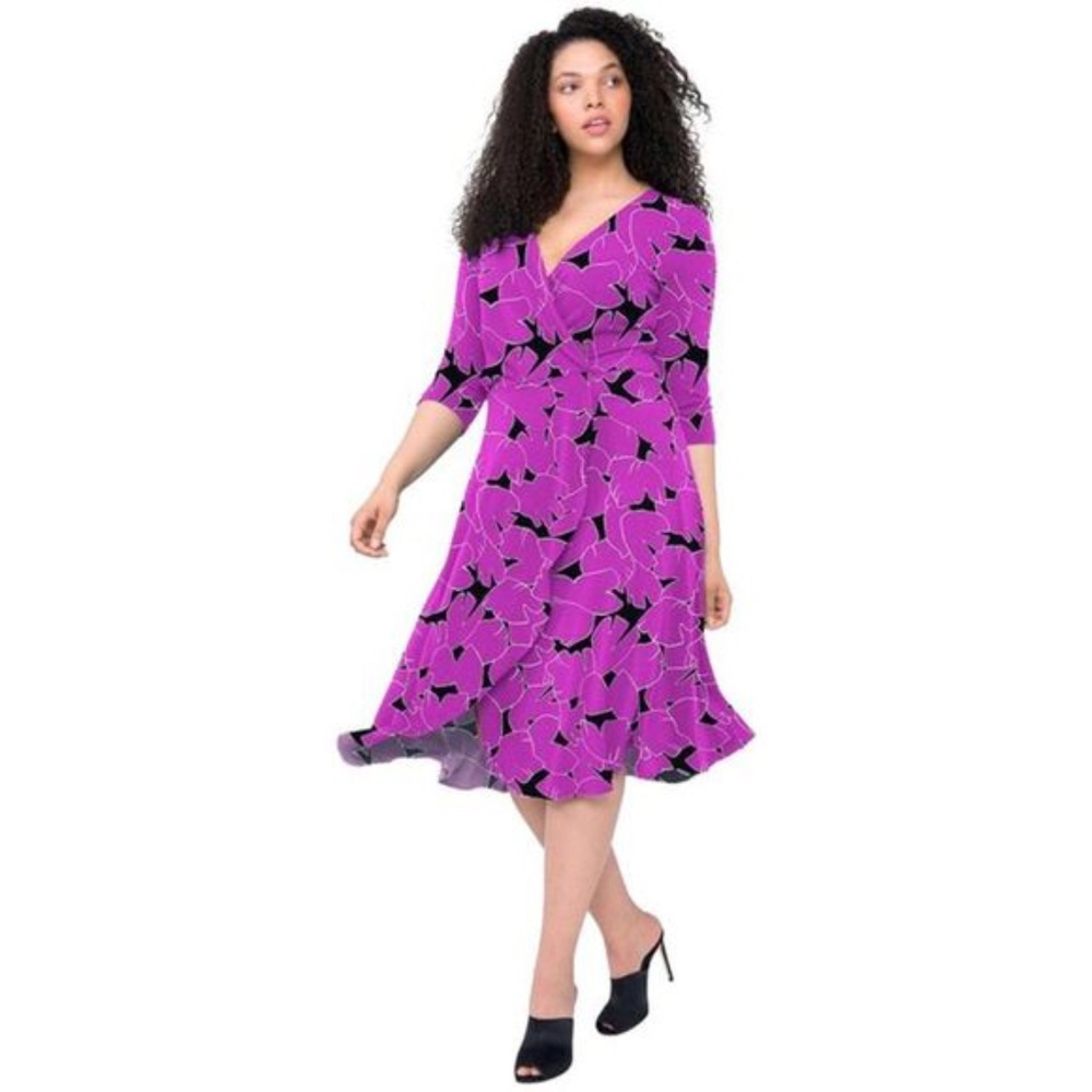 Leota 3/4 sleeve faux wrap dress